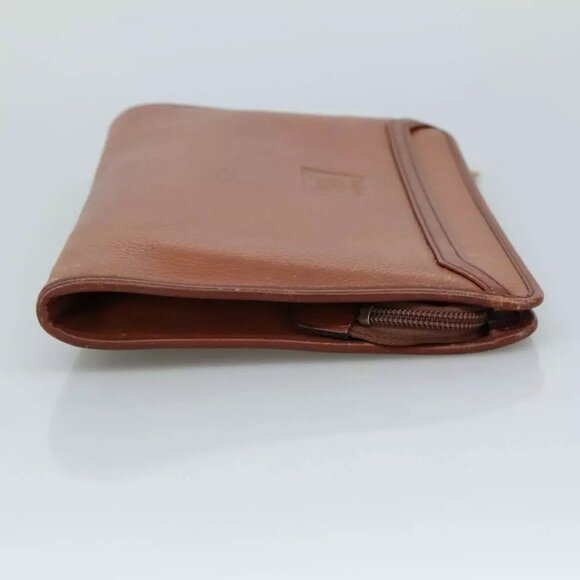 Burberrys Clutch Bag Leather Brown Gold Auth - Picture 7 of 16